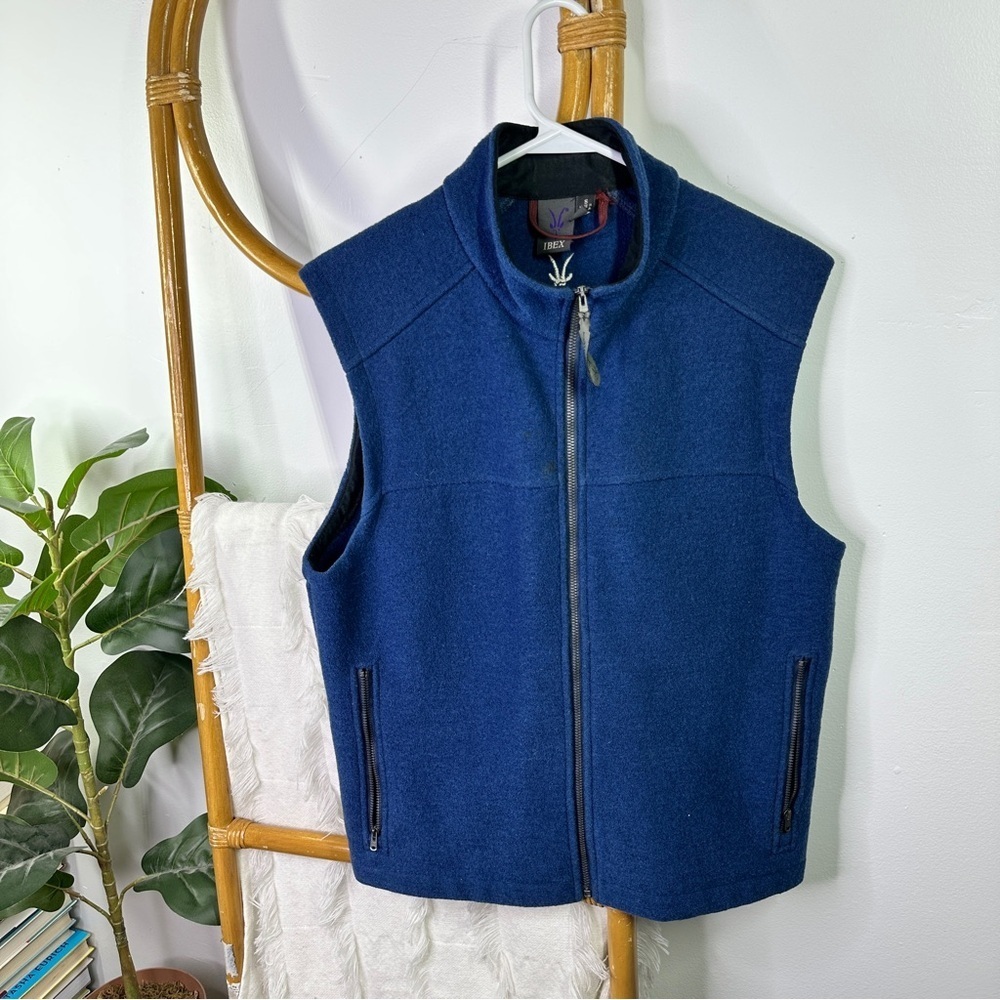 Mens Ibex Blue Wool Vest Sz S *As Is* — image 3 of 8